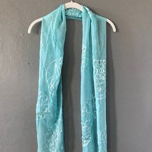 Blue and White Silk Scarf